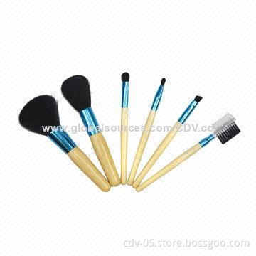 6-piece makeup brush set, made of bamboo handle with great goat hair, various colors are available
